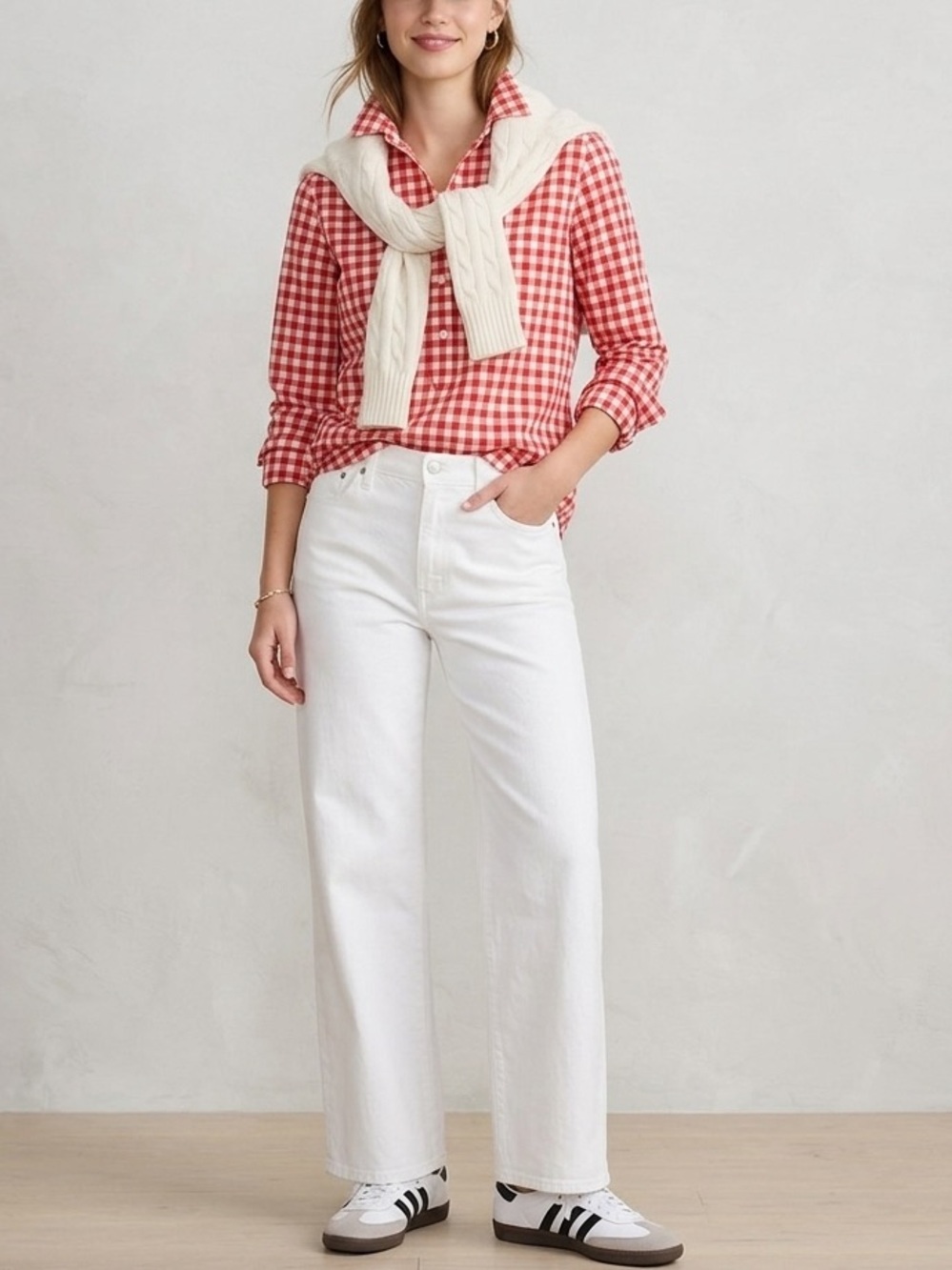 J.Crew Womens Red Gingham Long Sleeve Button Down Shirt, sz XXS